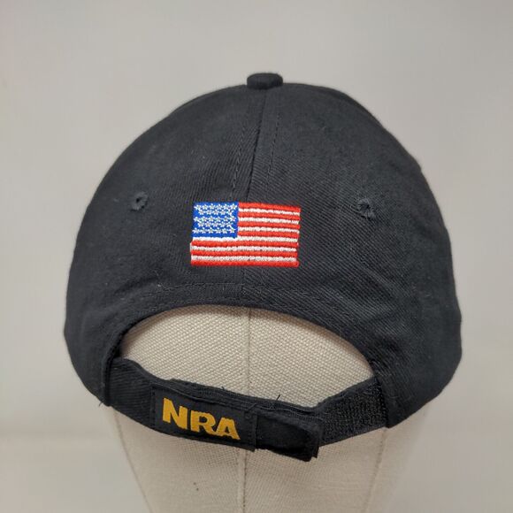 NRA Strapback Hat Black OSFA Adjustable Embroidered Patriotic 6 Panel - Picture 5 of 7